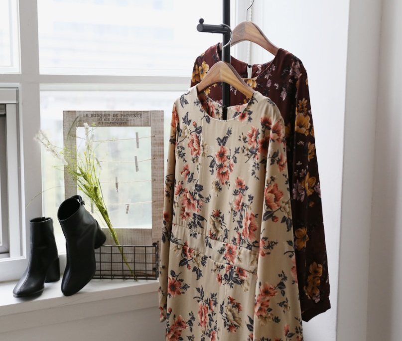 New Women Dress Lovely Autumn New Flower Cute dres