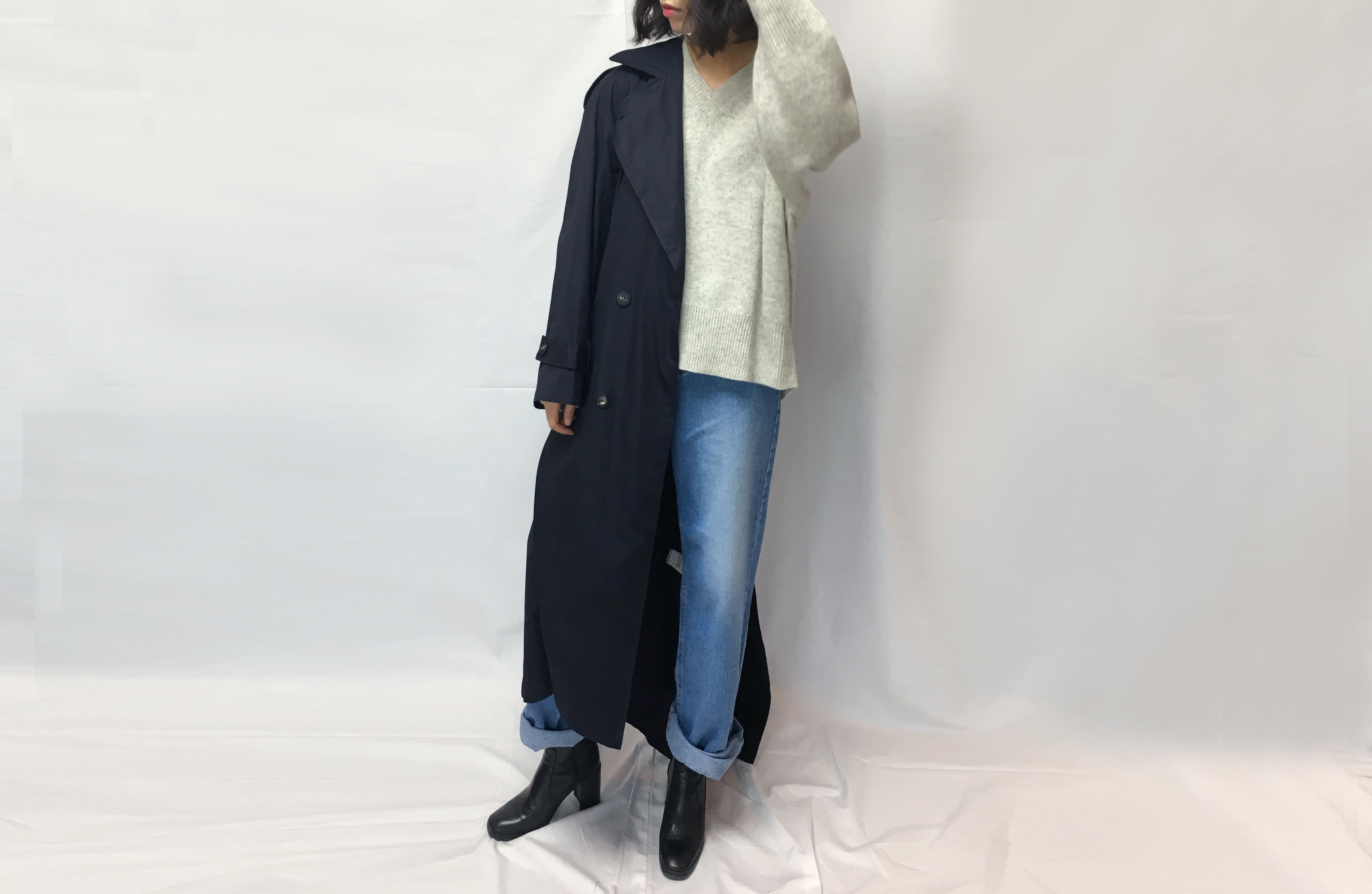 Women Jeans Pants Retro Roll-Up Wide Denim Pants M