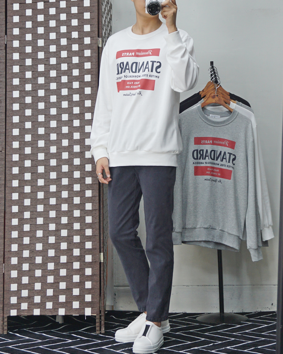 Men Height Shoes Bending Keyboard Slip-on 2 Color 