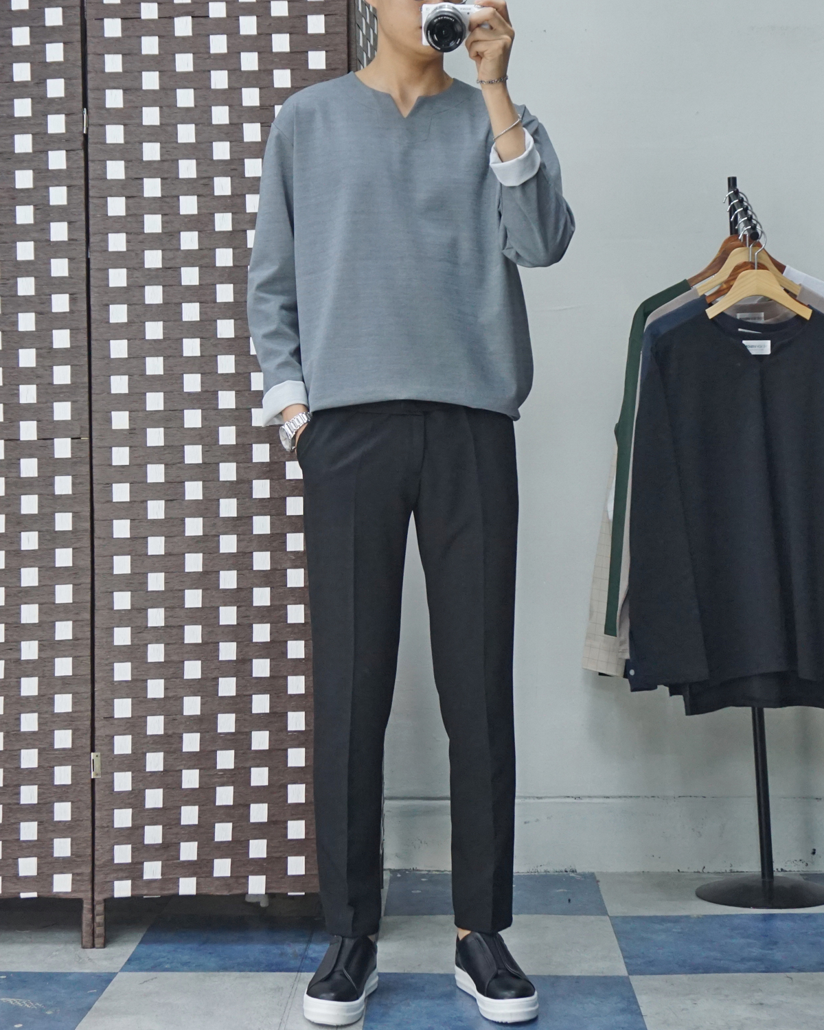 Men Height Shoes Bending Keyboard Slip-on 2 Color 