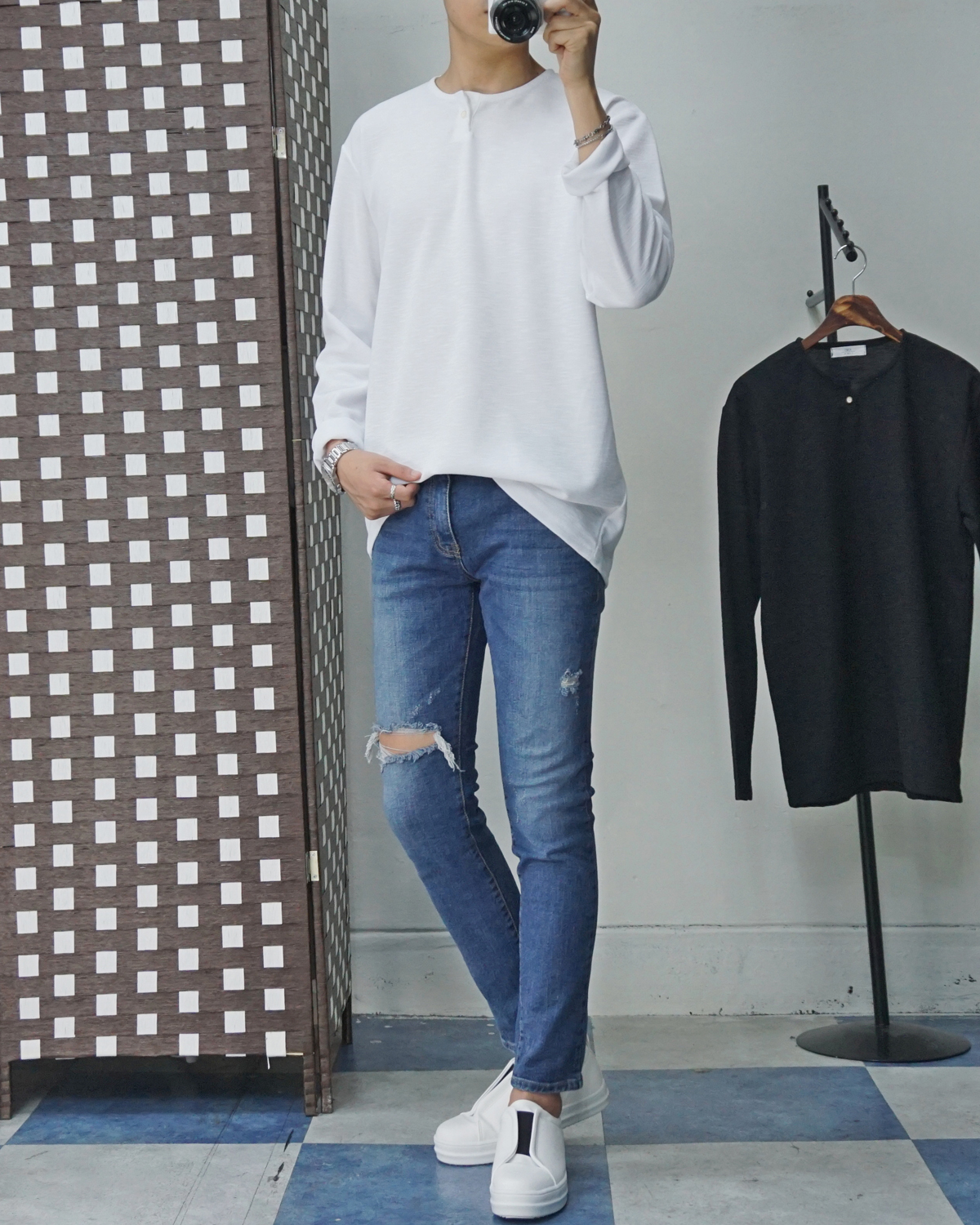 Men Height Shoes Bending Keyboard Slip-on 2 Color 