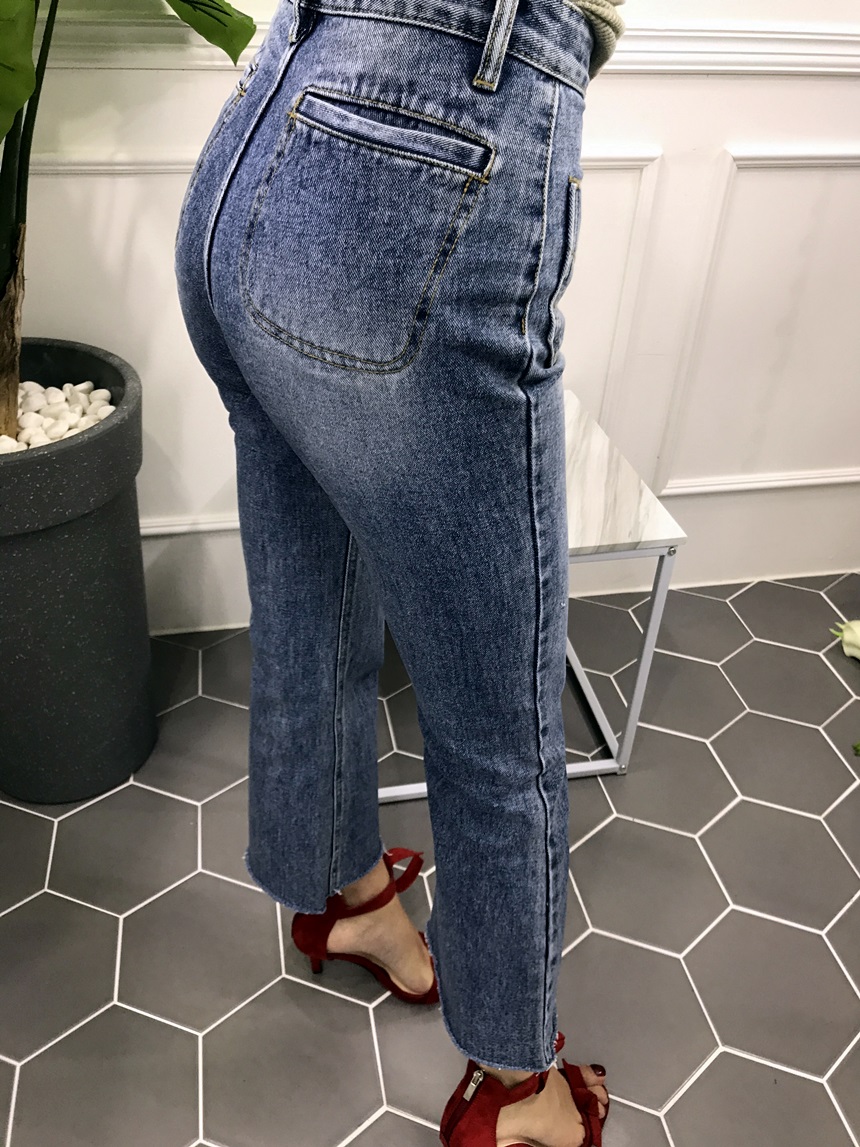 Women Jeans Pants High Waist Pocket Boots Cut Pant