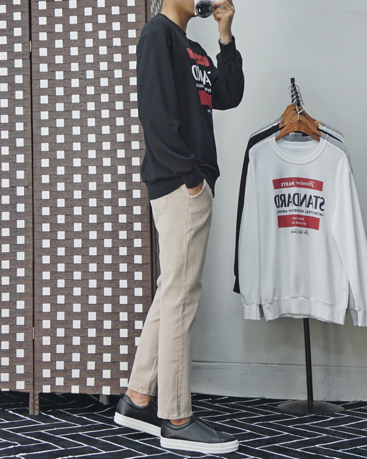 Men Height Shoes Bending Keyboard Slip-on 2 Color 