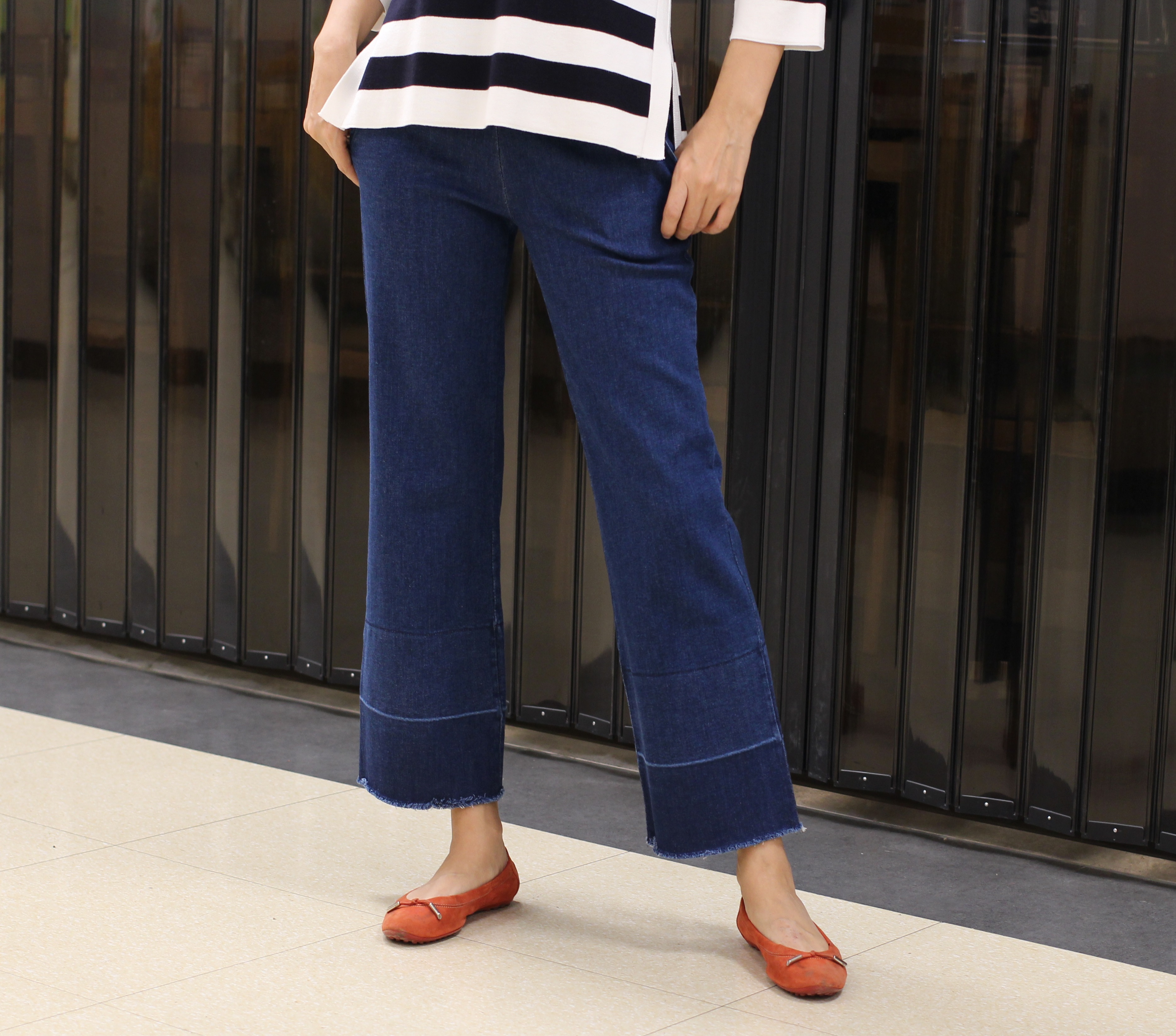 Korea Jeans Pants Drinking brushed denim banding W