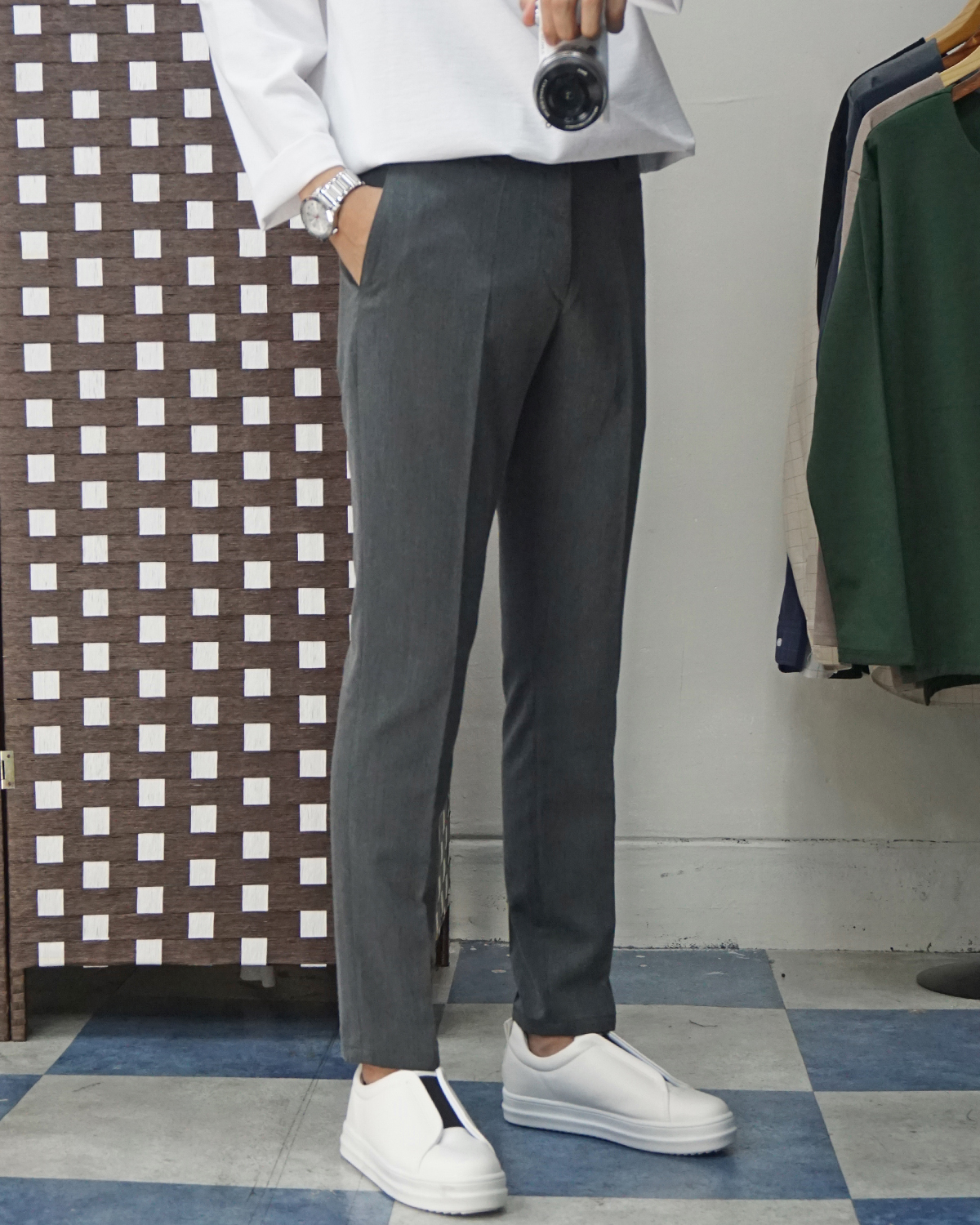 Men Height Shoes Bending Keyboard Slip-on 2 Color 