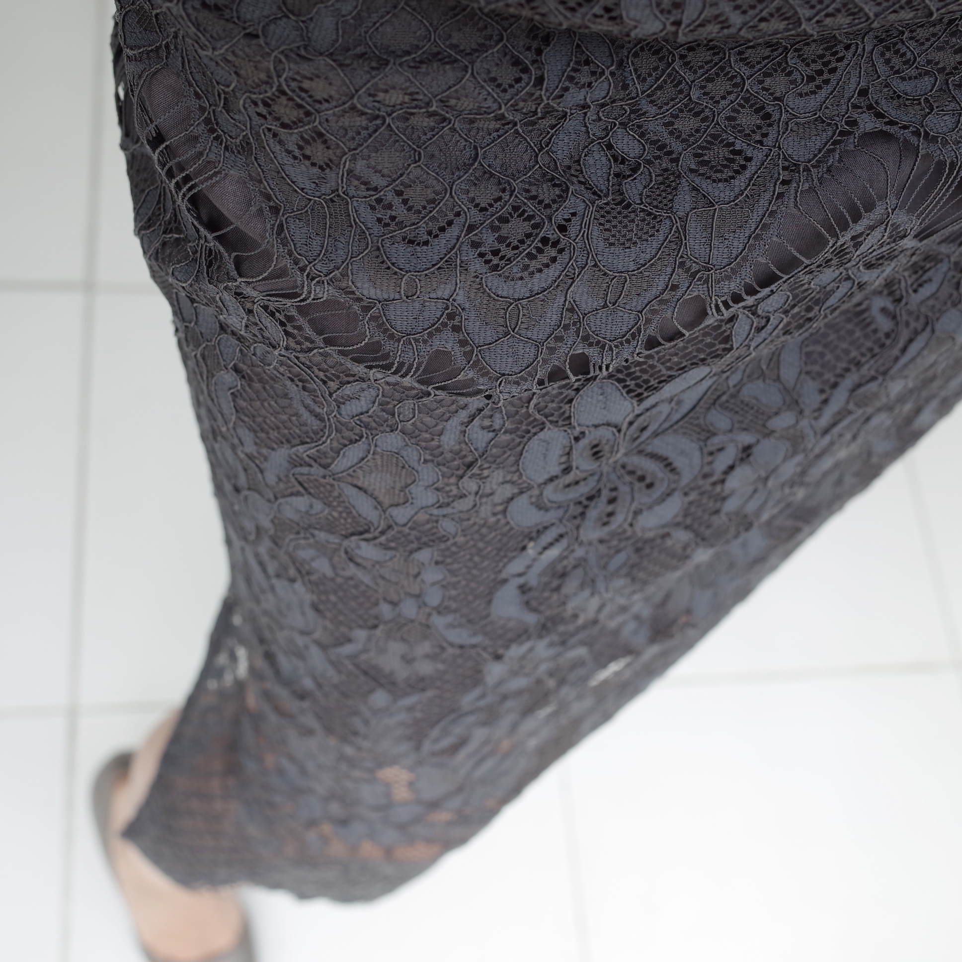 Autumn flower lace skirt H line Embroidery Long co