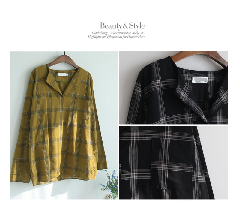 Women Blouses Bates Check Blouse Black, Ivory, Mus