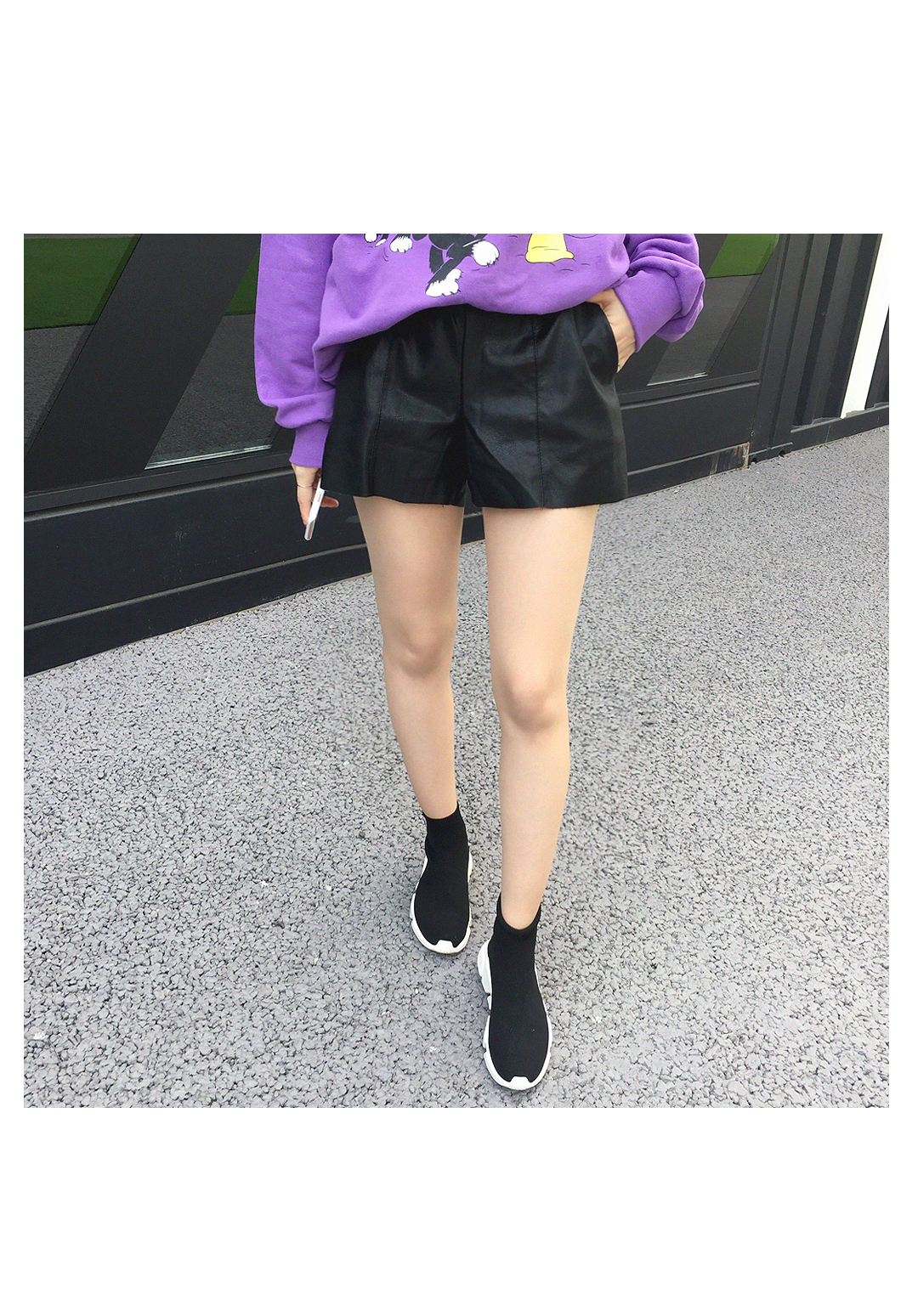 Women Short Pants Leather Pants 20 College Student