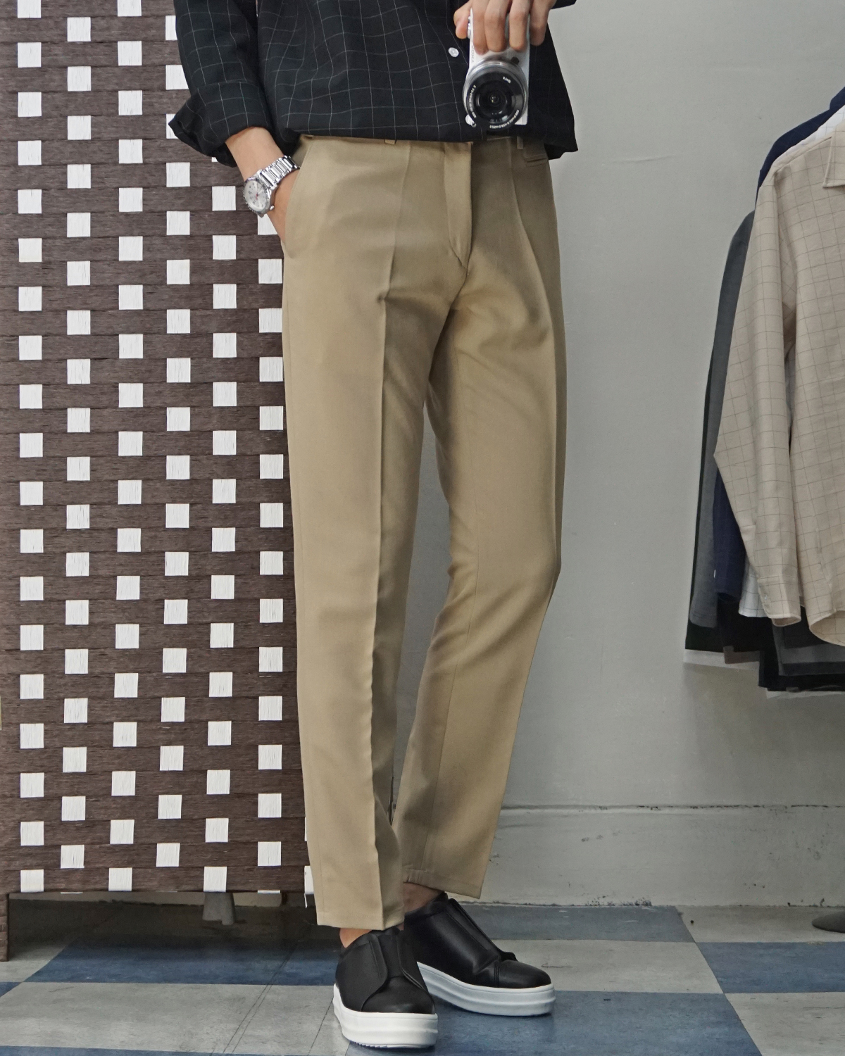 Men Height Shoes Bending Keyboard Slip-on 2 Color 