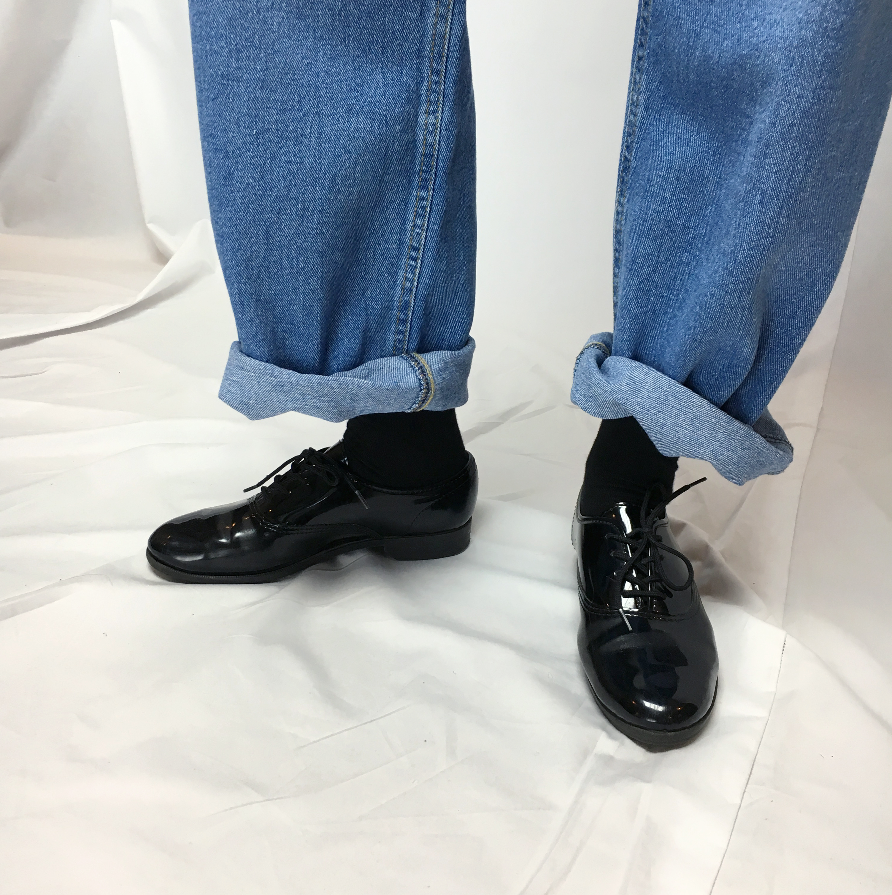 Women Jeans Pants Retro Roll-Up Wide Denim Pants M