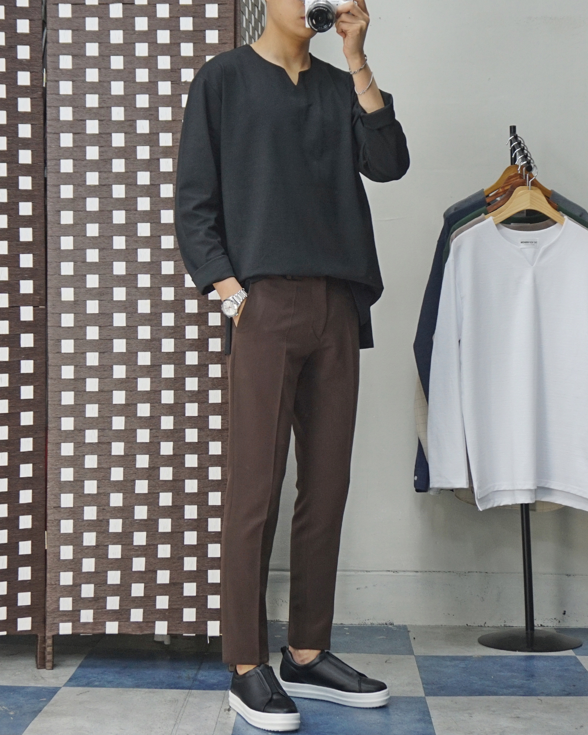 Men Height Shoes Bending Keyboard Slip-on 2 Color 