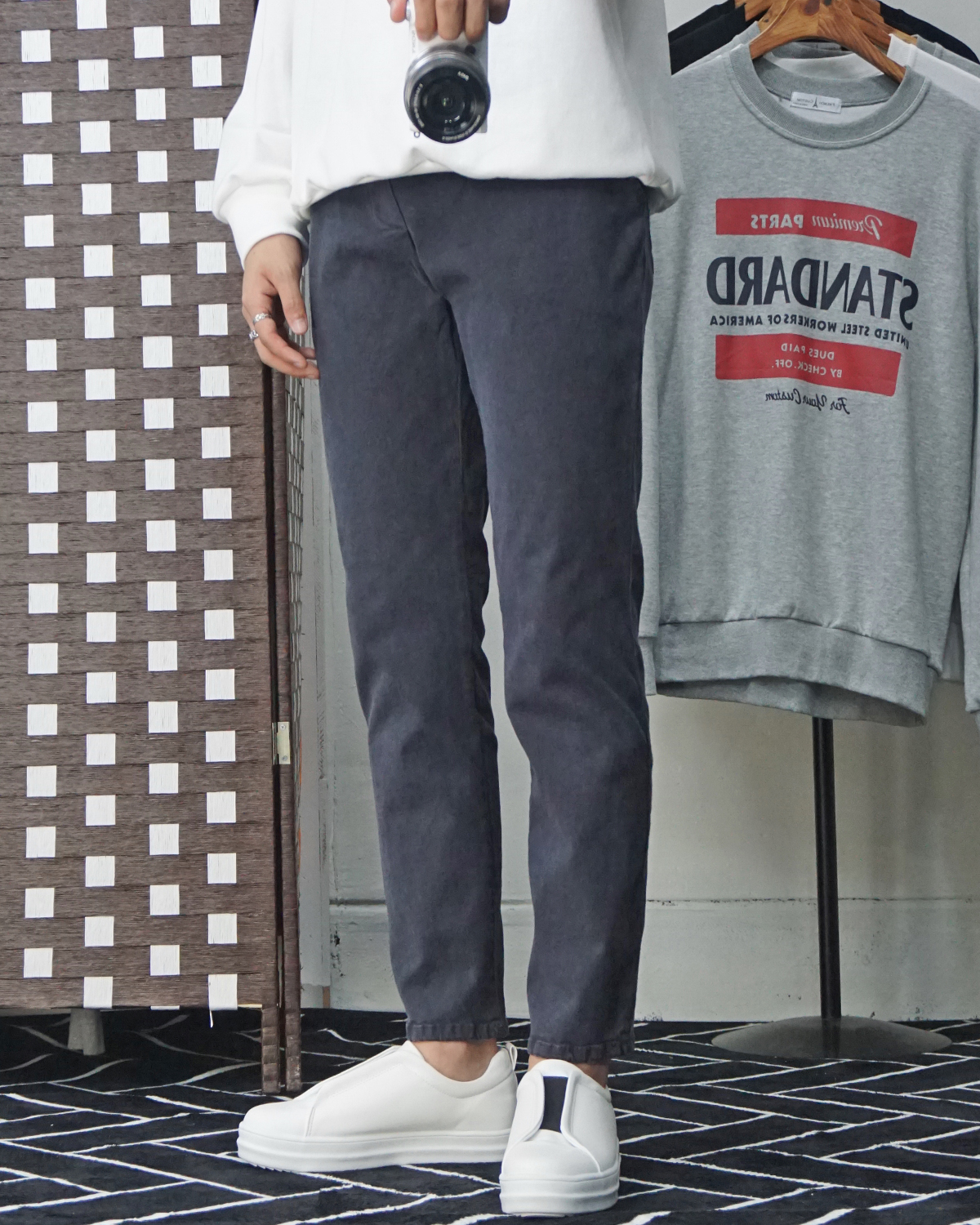 Men Height Shoes Bending Keyboard Slip-on 2 Color 