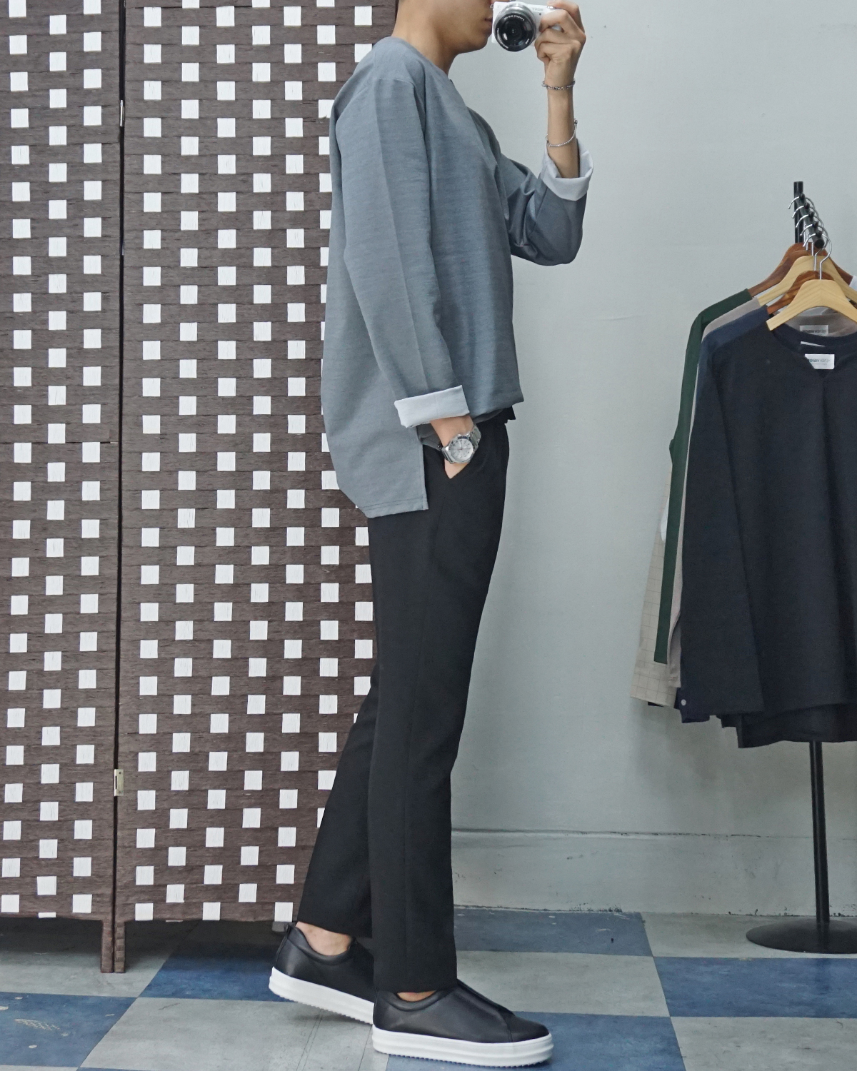 Men Height Shoes Bending Keyboard Slip-on 2 Color 