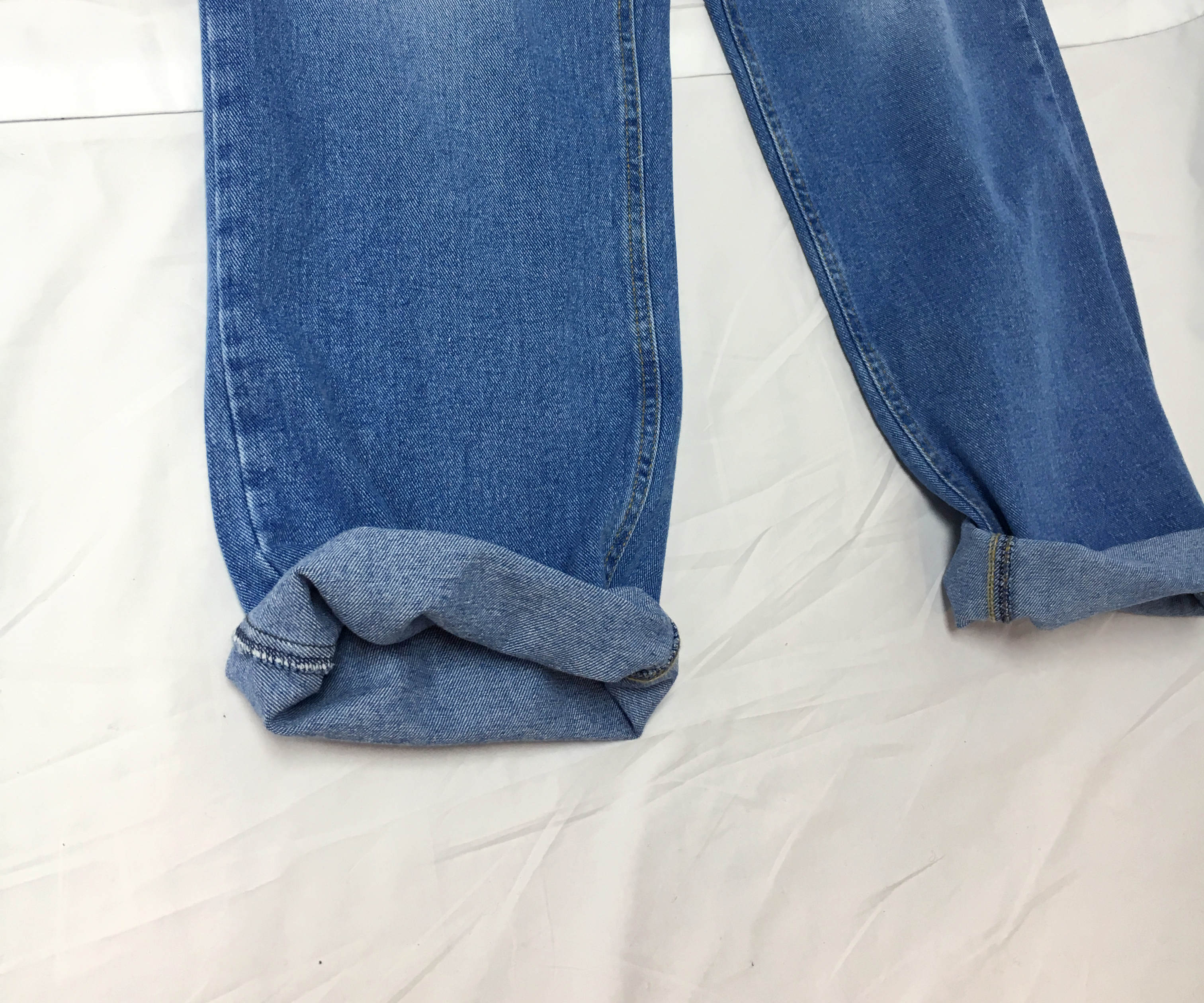 Women Jeans Pants Retro Roll-Up Wide Denim Pants M