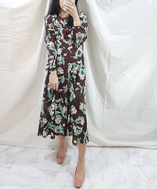 New Women Dress High Quality Autumn Flower Long Go