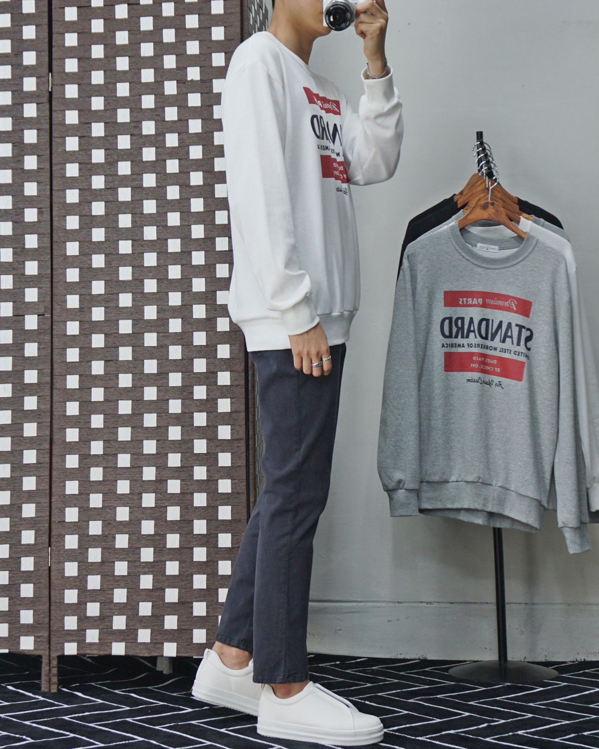 Men Height Shoes Bending Keyboard Slip-on 2 Color 