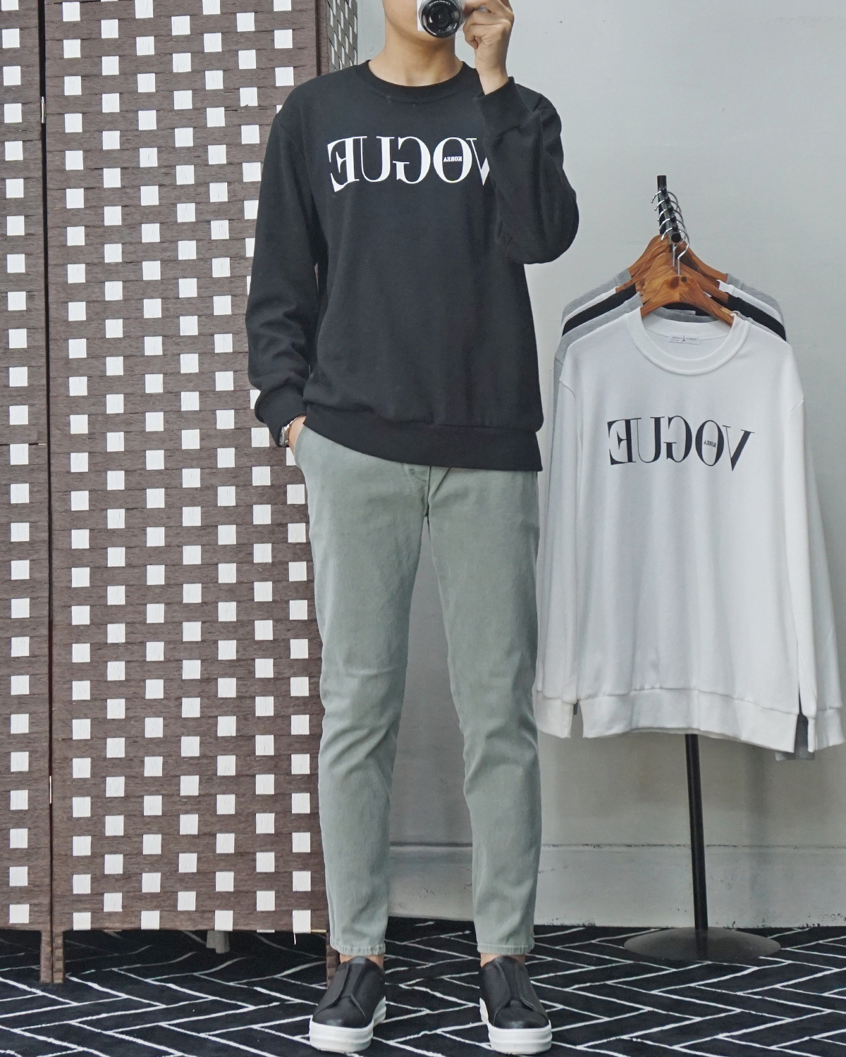 Men Height Shoes Bending Keyboard Slip-on 2 Color 