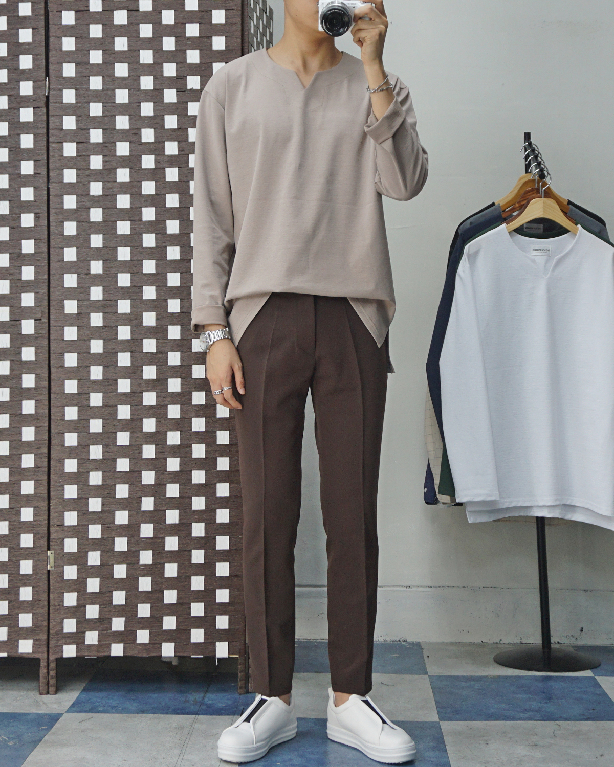 Men Height Shoes Bending Keyboard Slip-on 2 Color 