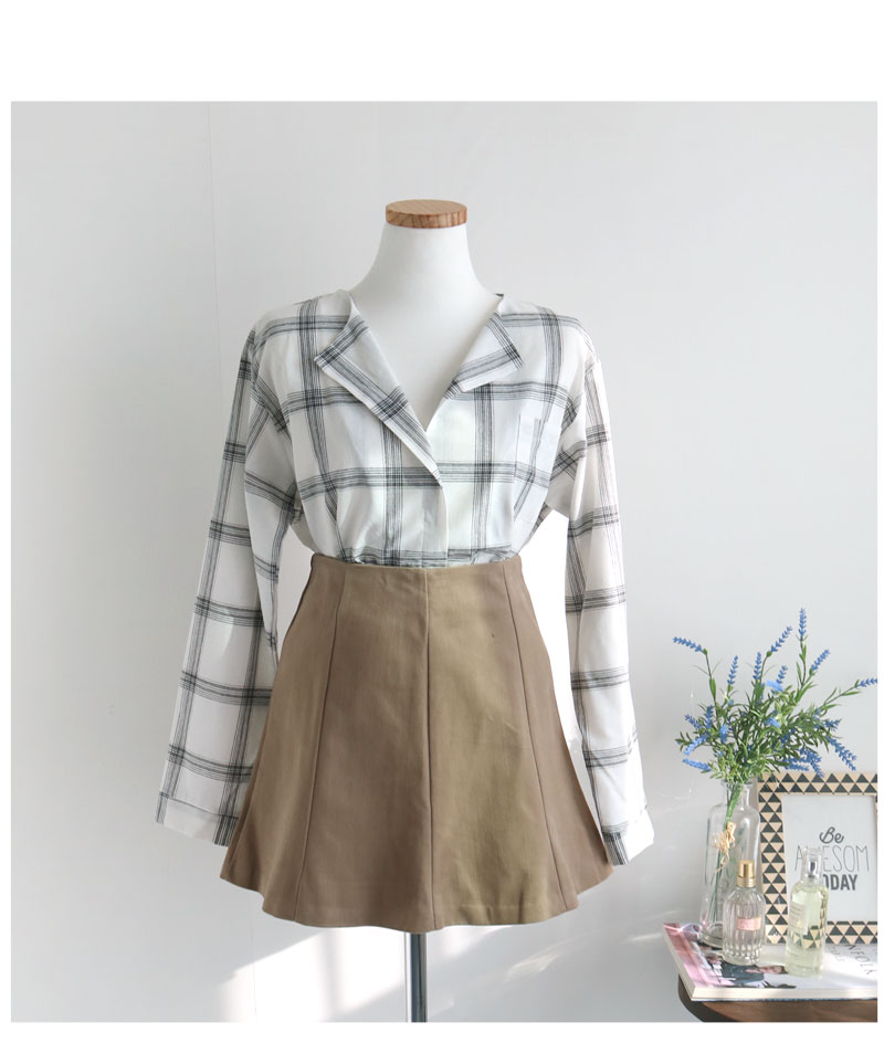 Women Blouses Bates Check Blouse Black, Ivory, Mus