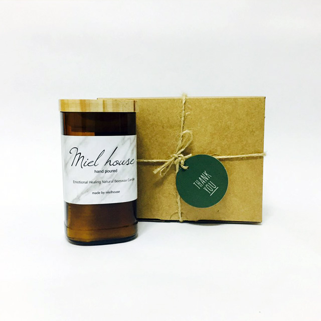 NEW CANDLE Miel House Brown Wood Square Natural Gr