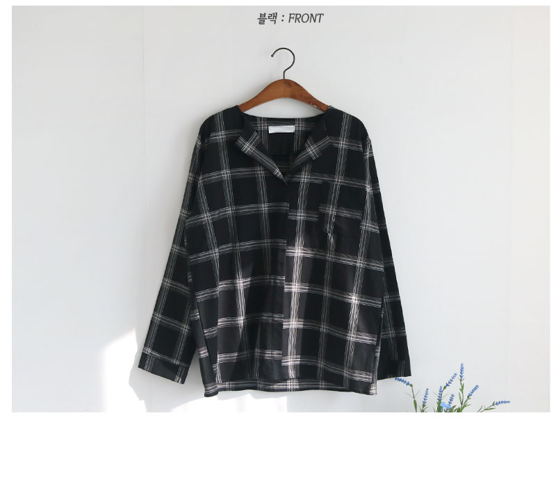 Women Blouses Bates Check Blouse Black, Ivory, Mus