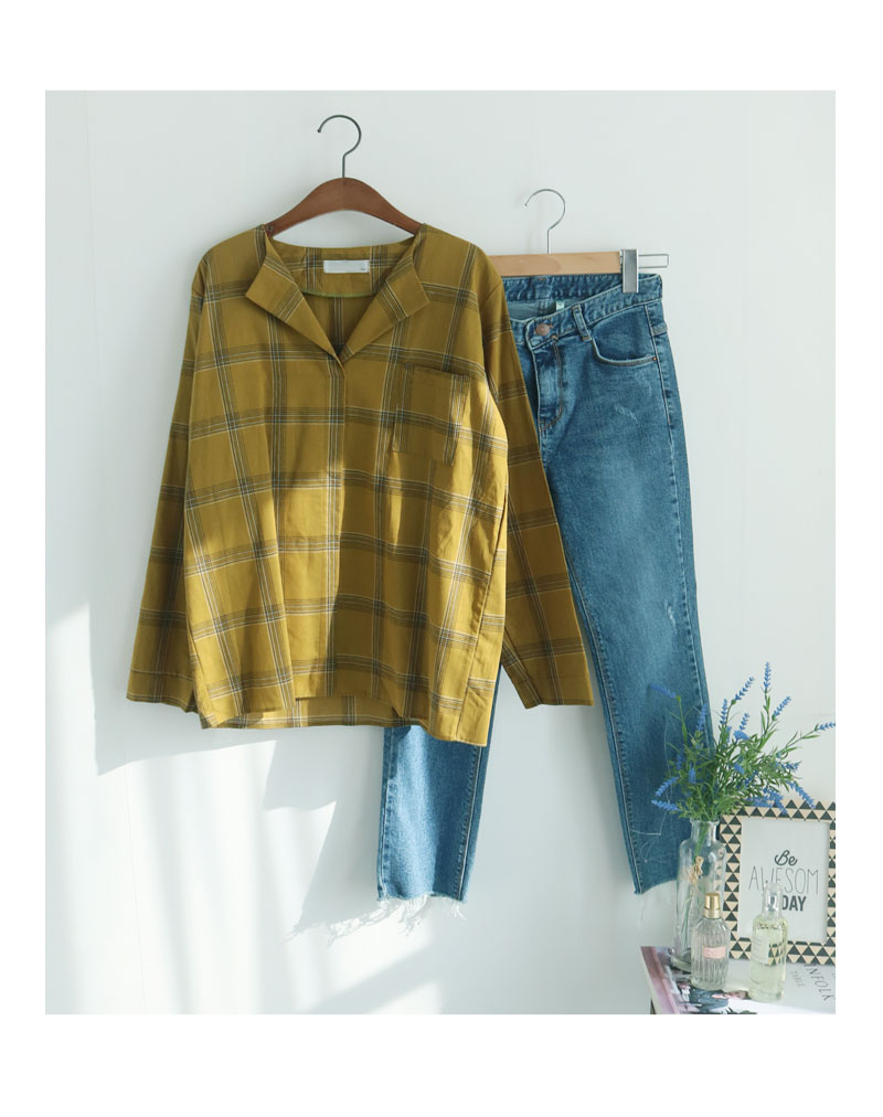 Women Blouses Bates Check Blouse Black, Ivory, Mus