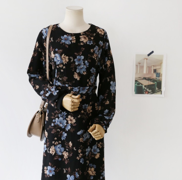 New Women Dress Lovely Autumn New Flower Cute dres