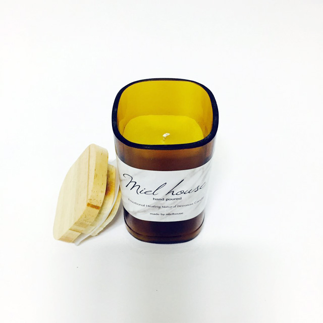 NEW CANDLE Miel House Brown Wood Square Natural Gr