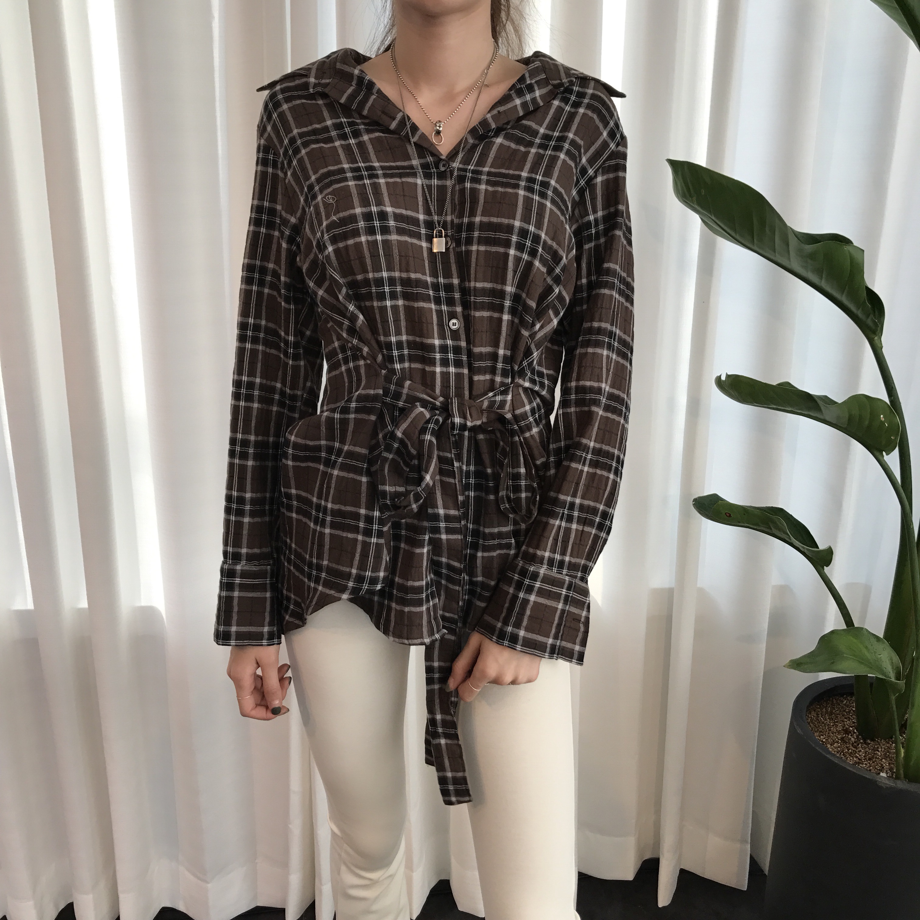Check Waist Point Shirt 2 Color Girl Southern Cody