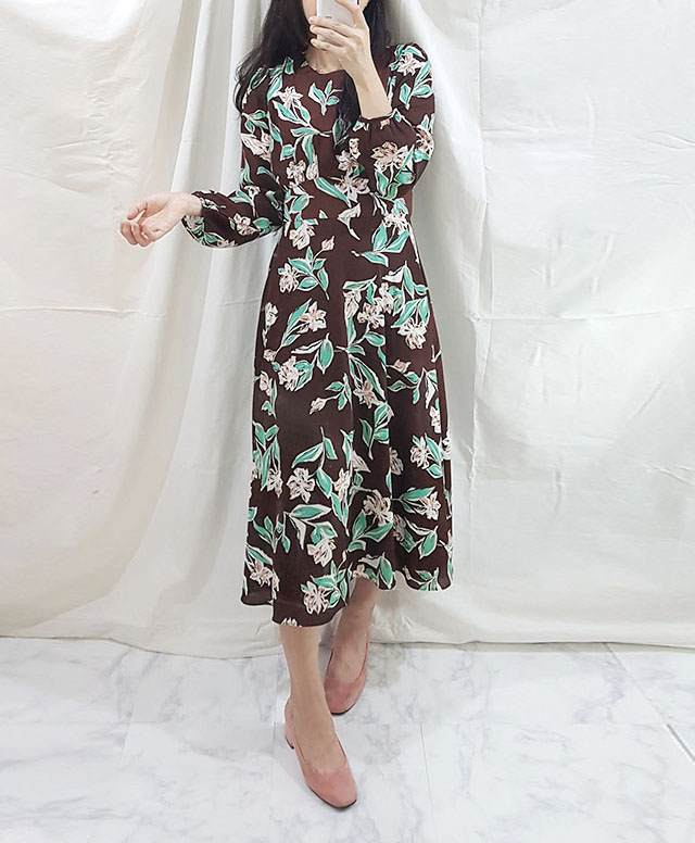 New Women Dress High Quality Autumn Flower Long Go