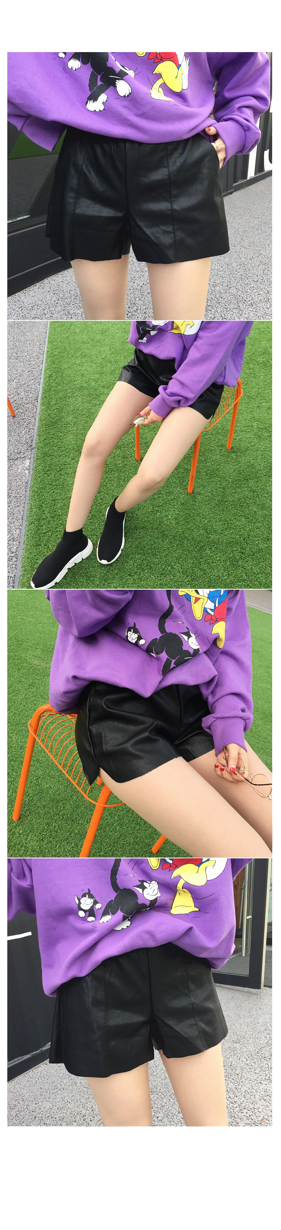 Women Short Pants Leather Pants 20 College Student