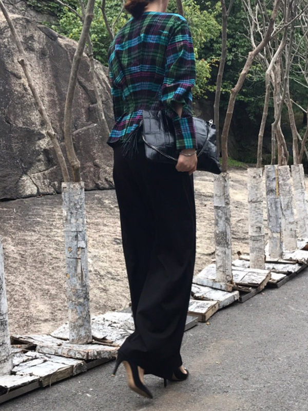 Women Blouses Lady Checked Blouse 30's Female G