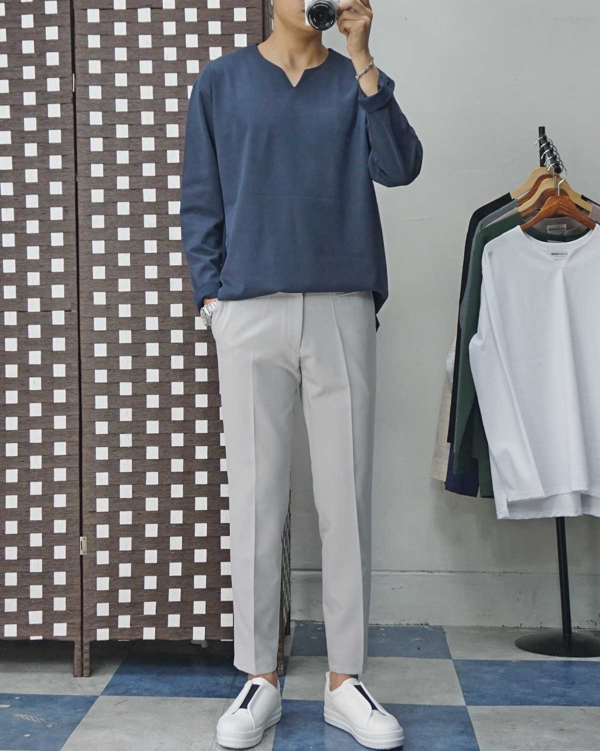 Men Height Shoes Bending Keyboard Slip-on 2 Color 