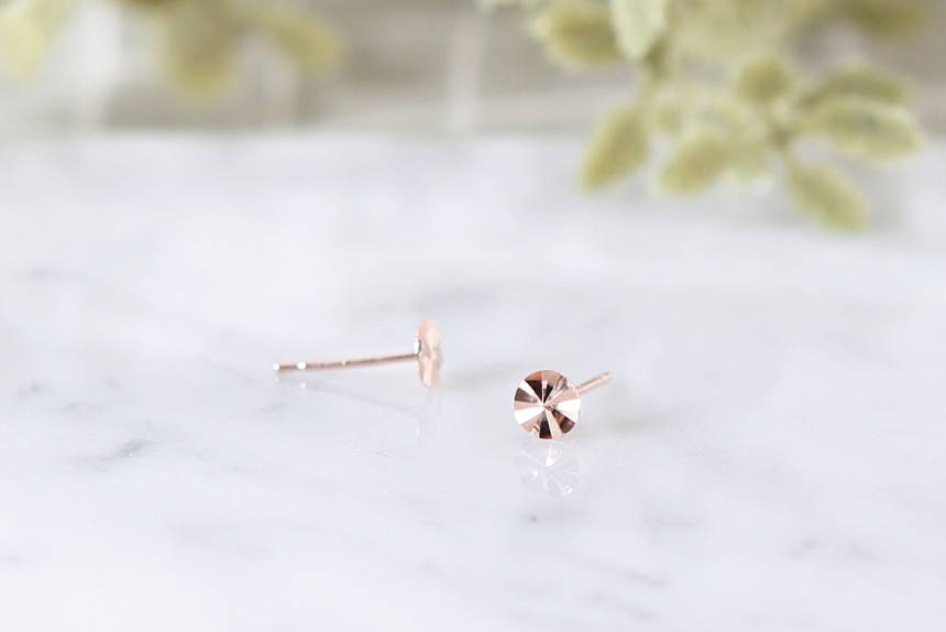 Cutting Round Earrings Daily Simple Rose Gold 14K 
