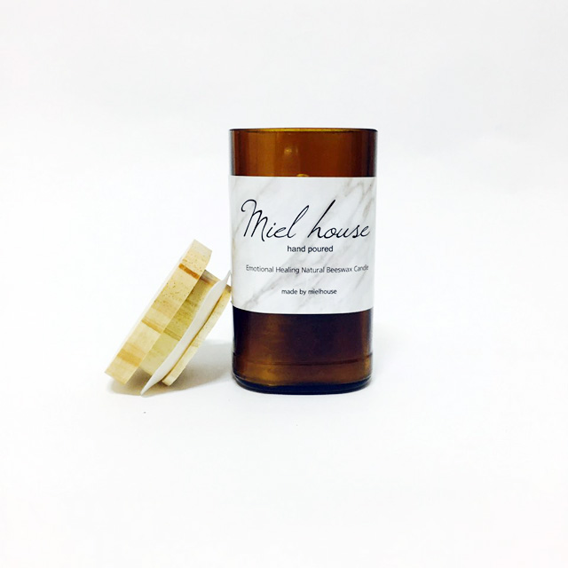 NEW CANDLE Miel House Brown Wood Square Natural Gr