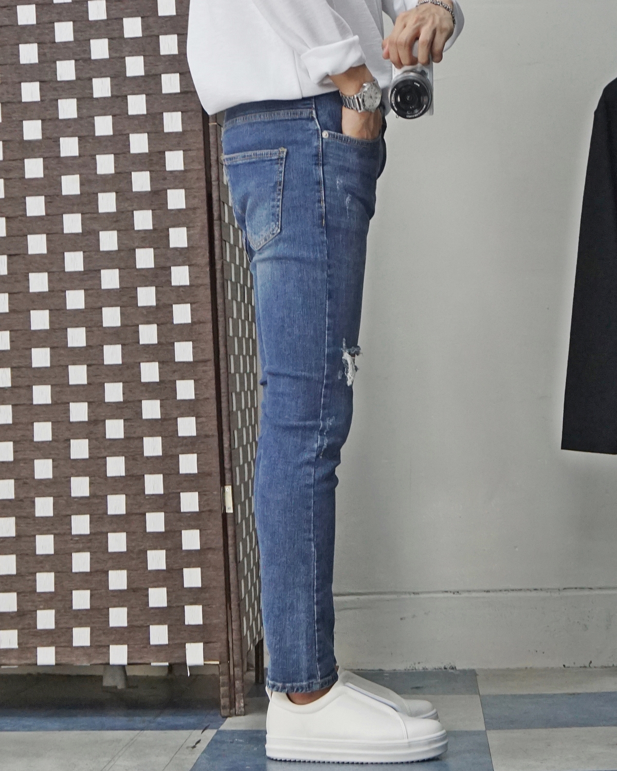 Men Height Shoes Bending Keyboard Slip-on 2 Color 