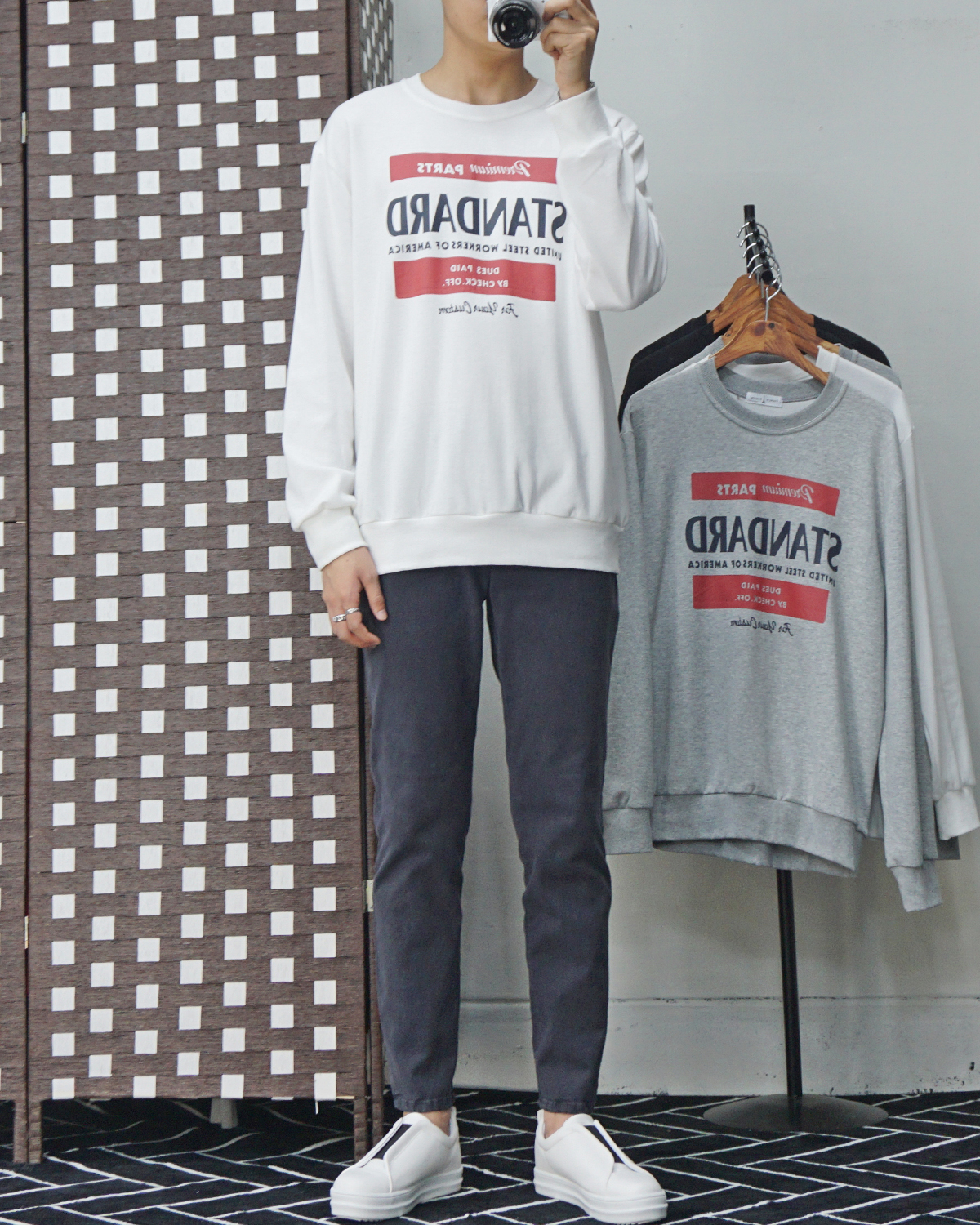 Men Height Shoes Bending Keyboard Slip-on 2 Color 