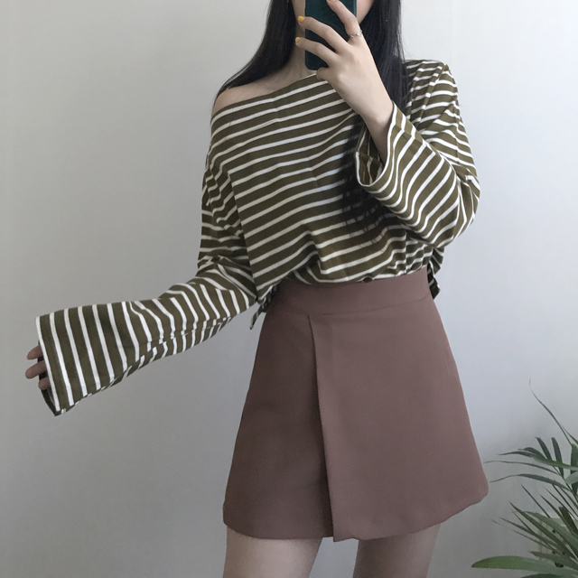 Women Short Pants A Line Mini Wrap Skirt Pants 2 C