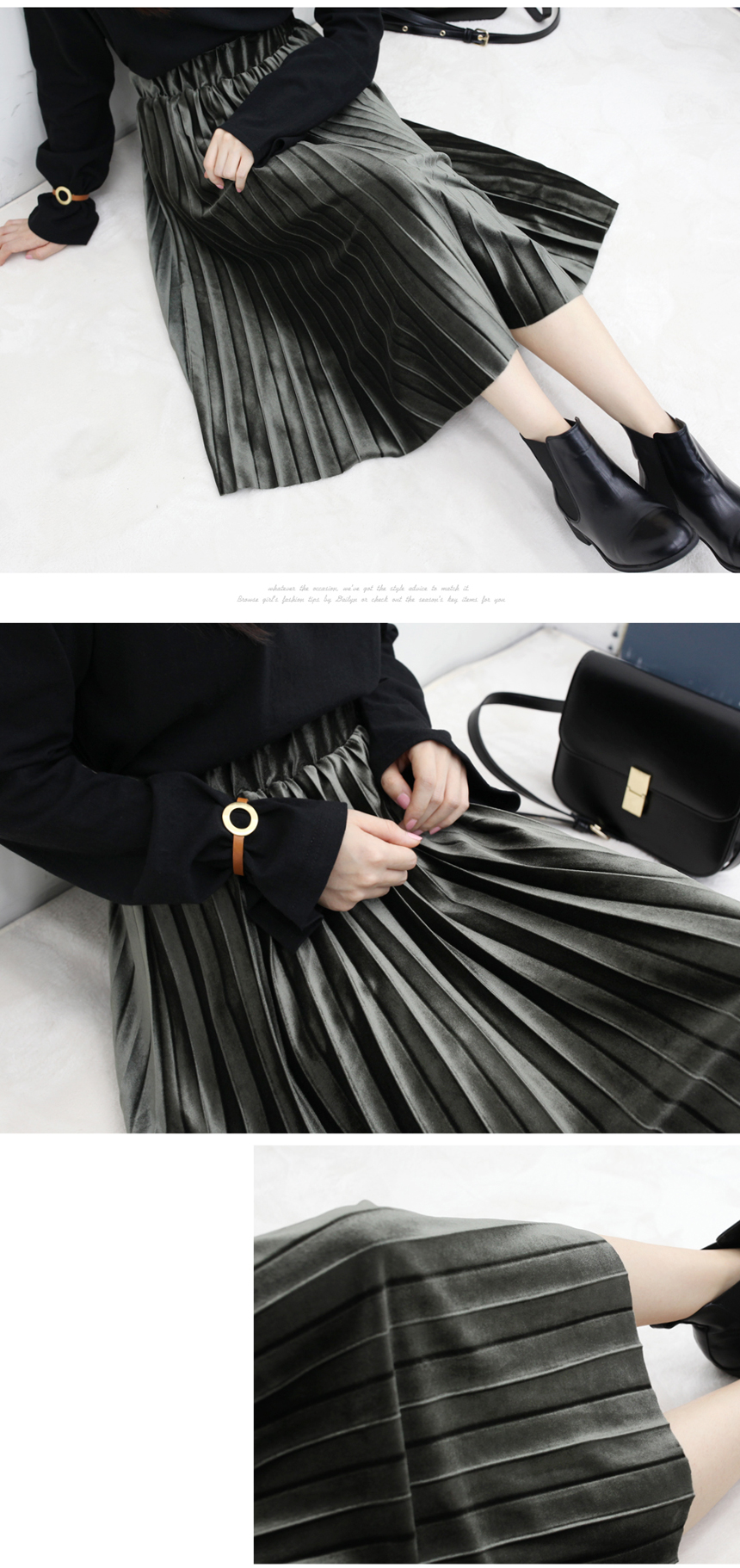 Velvet Pleated Long skirts 20s 3 Women's year-e