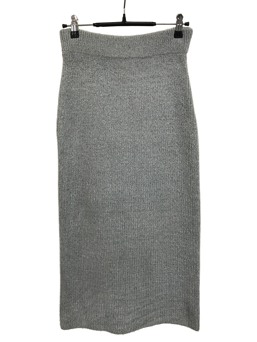 H-line knit long skirt Gray wine Black skirt bandi