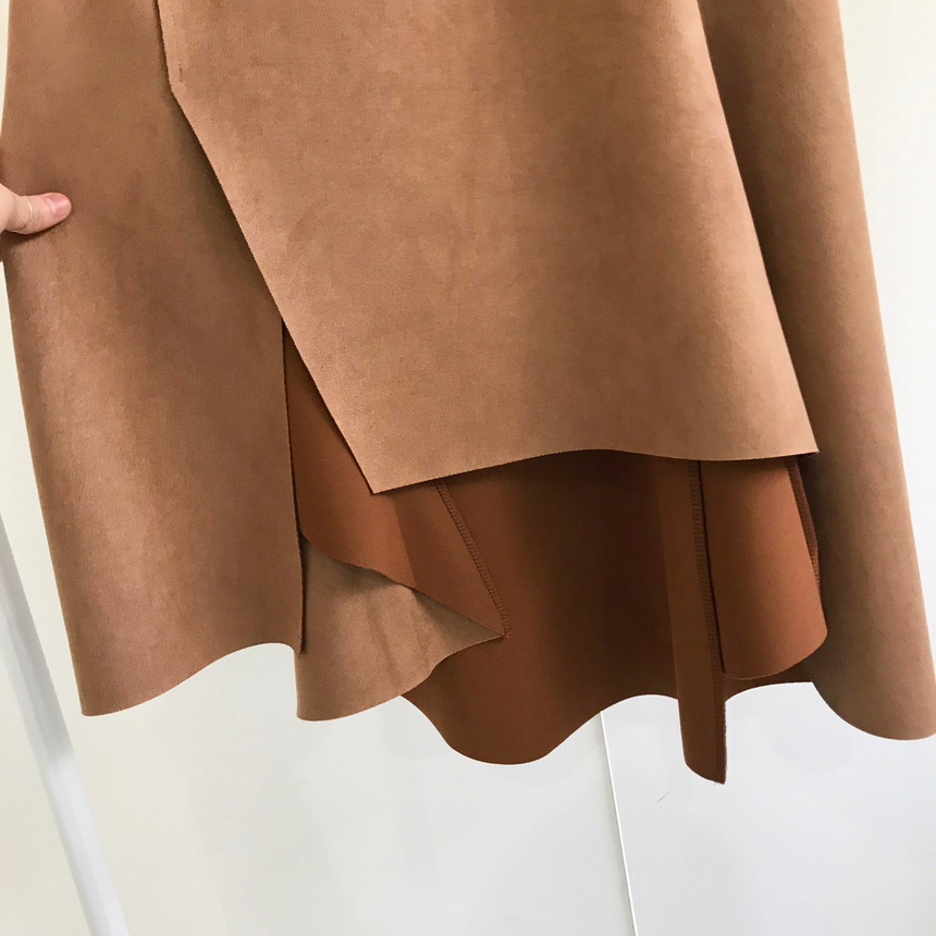 Banding A-line suede skirt 2color Autumn long inci