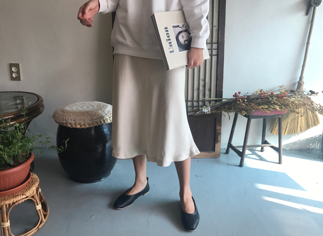 Mermaid Silk Satin Long Skirt Ivory, Brown Autumn 