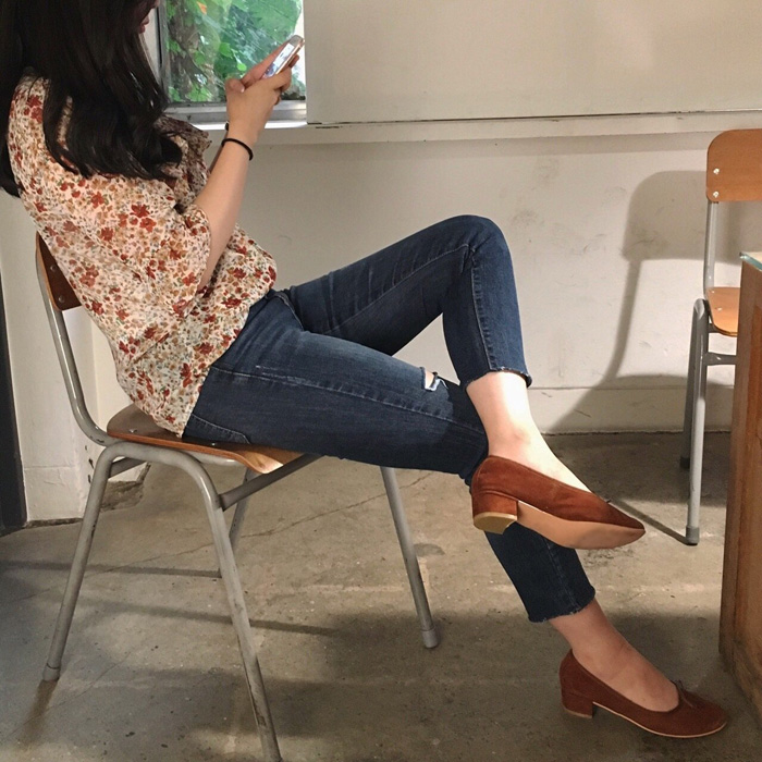 Real Lambskin Suede Middle Heel 1cm, 3cm Women'