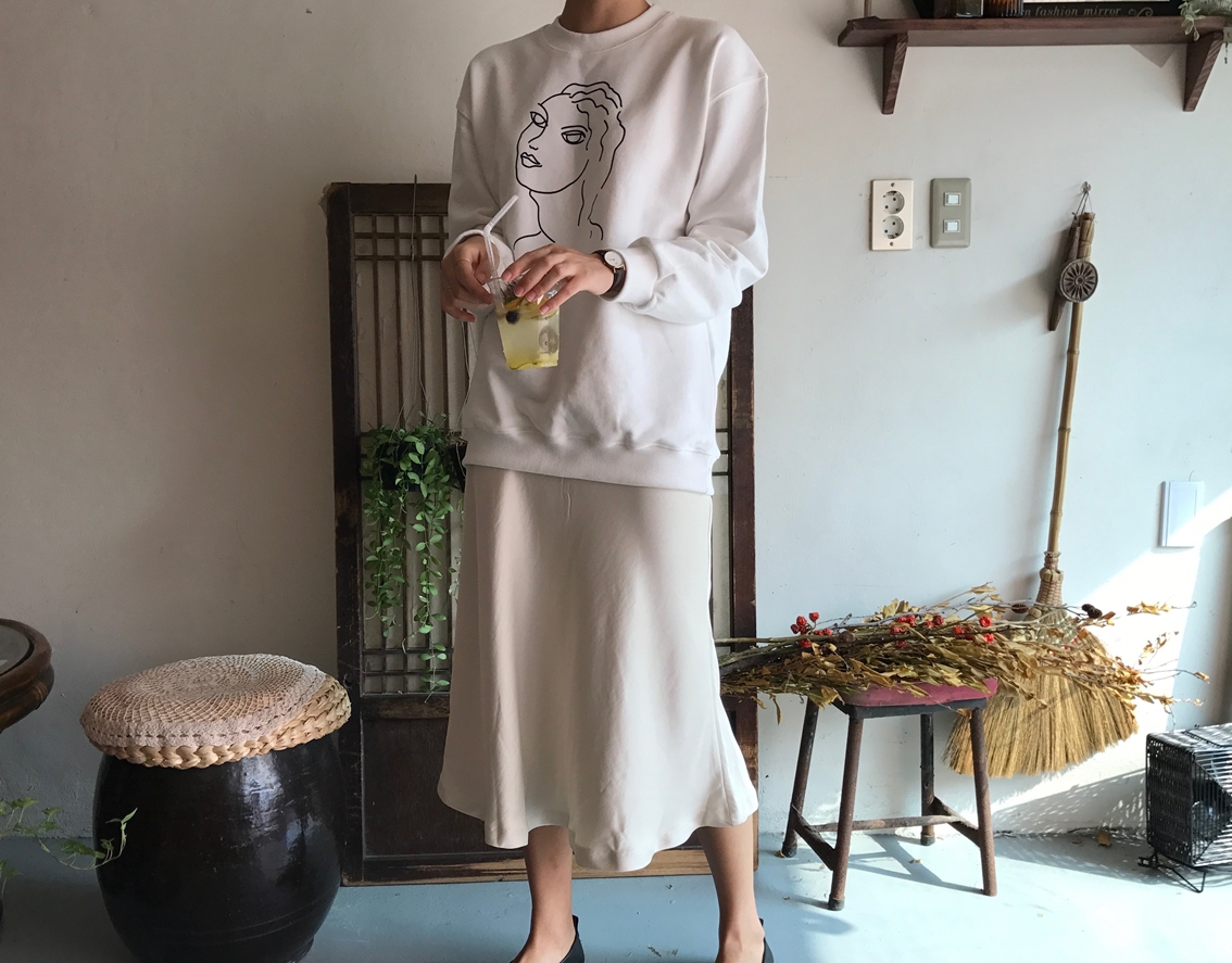 Mermaid Silk Satin Long Skirt Ivory, Brown Autumn 