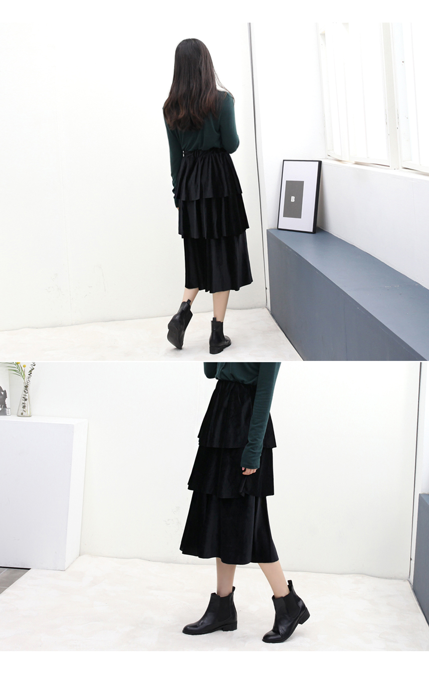 Velvet Cangkang Long Skirt Autumn Banding Voyeur l