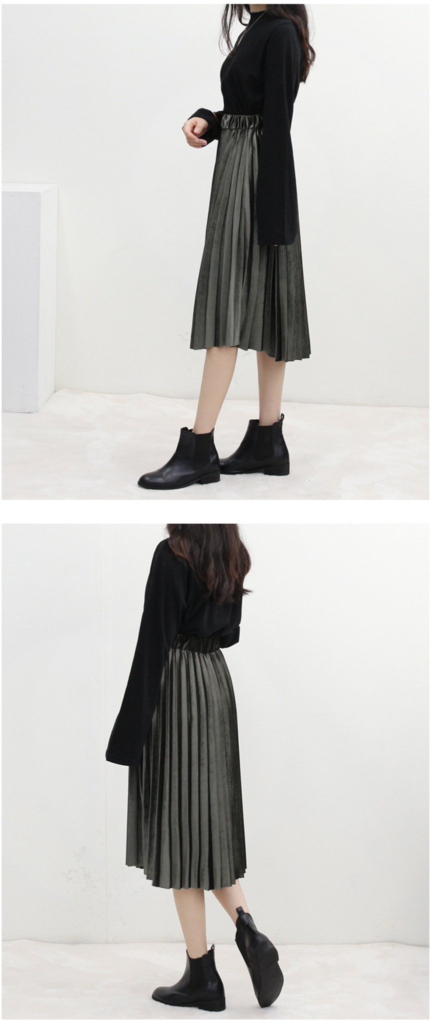 Velvet Pleated Long skirts 20s 3 Women's year-e