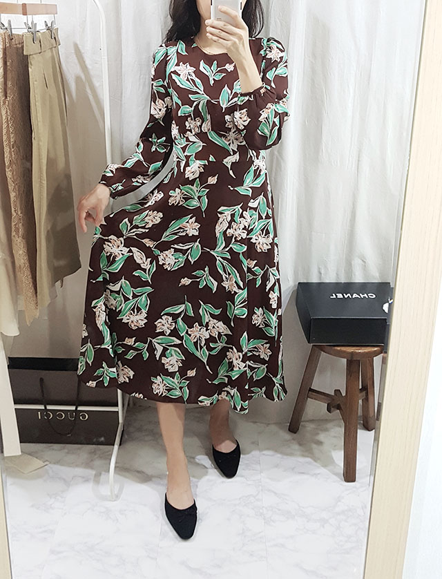 New Women Dress High Quality Autumn Flower Long Go