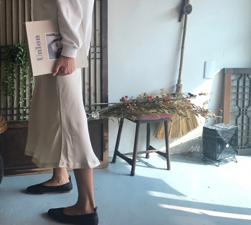 Mermaid Silk Satin Long Skirt Ivory, Brown Autumn 