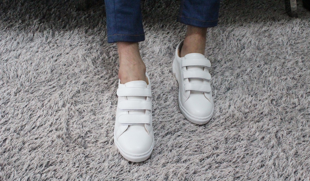 Men Height Shoes Unisex Couple 7cm Velcro White