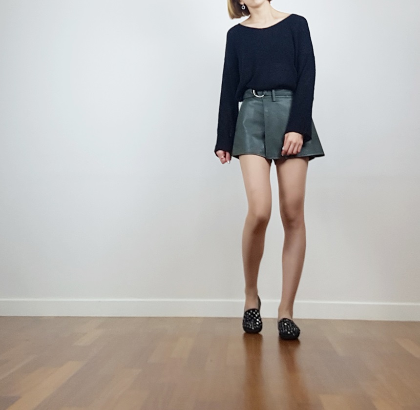 Women Short Pants Reza Rap Skirt Pants Leather Sho